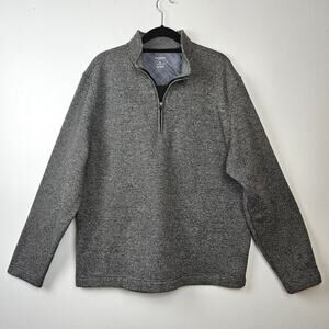 Van Heusen Flex Classic XL, 1/4 Zip Long Sleeve Shirt Black White Double Knit